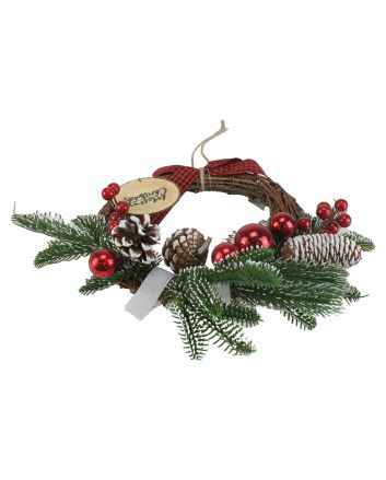 GHIRLANDA 33CM C/BACCHE M.156R ROSSO