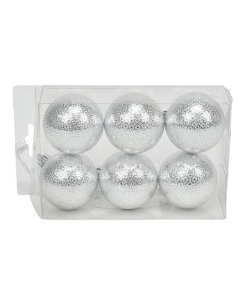 BOX 6 SFERE 5CM M.F CERCHI ARGENTO