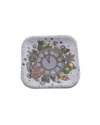 SET 8 PIATTI QUAD. 18X18CM DEC.OROLOGIO