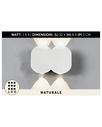 APPLIQUE DA MURO ALL.4LED 11X8X3 BIANCO L.NAT