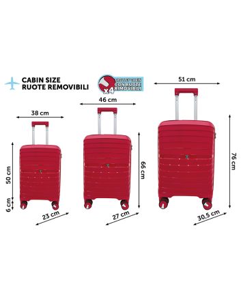 SET 3 TROLLEY DINAMIC H.56/66/76 M.175 ROSSO