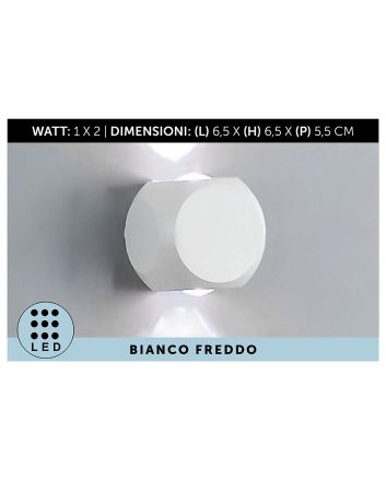 APPLIQUE DA MURO ALL.2LED 6X6X5 BIANCO L.FRED