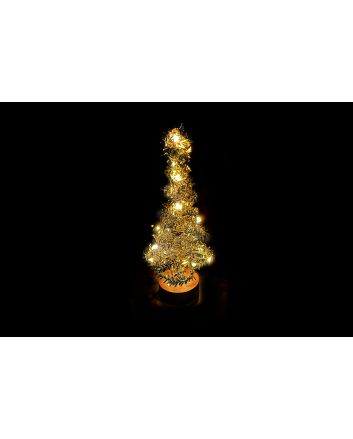 ALBERO PE 7X7X20CM 20LED BATT.C/TIMER ORO