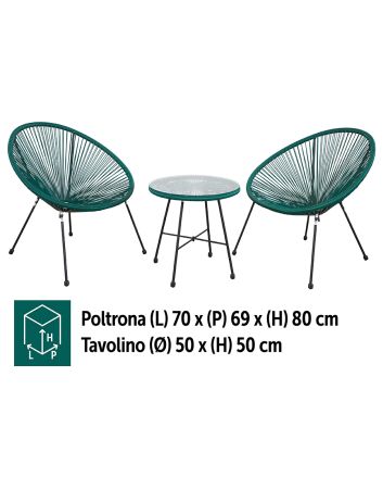 SET 2 POLT. RATT.70X69 C/TAV. D.50XH50CM VERD