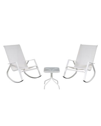 SET 3PZ 2 SEDIE C/TAVOLINO 2*1TXT BIANCO