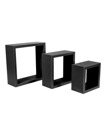 MENSOLA LEGNO QUADRA 3PZ 25/20/15CM NERO