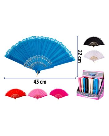 VENTAGLIO PLASTICA+TESS+MERLETTO 23CM 6ASS