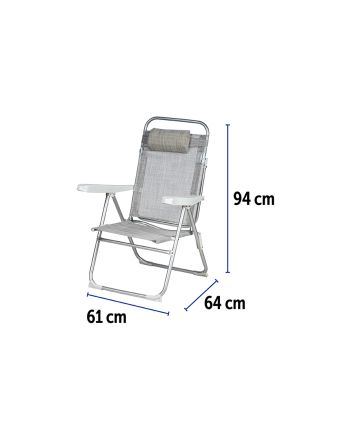 SEDIA RECLIN. ALL/TXT 61,5X57X96,5 GRIGIO