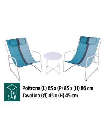SET 2 POLTRONE 65X83X86 E TAVOLO 40X50 CELEST