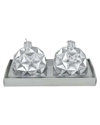 SET 2 CANDELE SFERA DEC. D.6CM M.034 ARGENTO