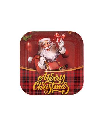 SET 8 PIATTI QUAD. 18X18CM DEC.B/NATALE
