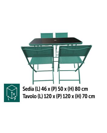 TAVOLO 120CM C/4 SEDIE 41X50X80 2X1TXT VERDE