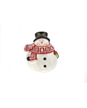 BISCOTT. SNOWMAN 15,5X13,5X17 M.604 BIA/ROSSO