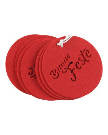 SOT.BICCHIERE FELTRO 6PZ 10CM BUONE FESTE ROS