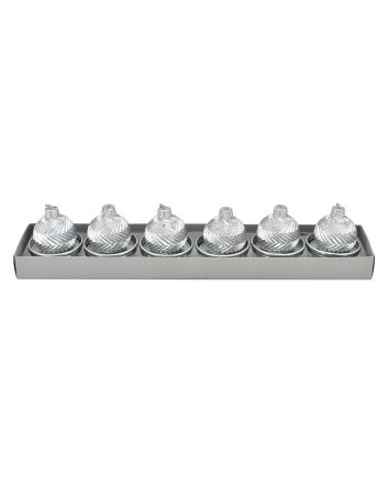 SET 6 TEALIGHT DEC.ONDE M.022 ARGENTO