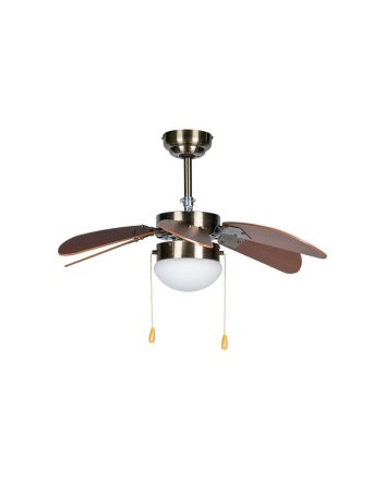 VENTIL.SOSPESO 76CM 6PALE C/LUCE E27 MARRONE