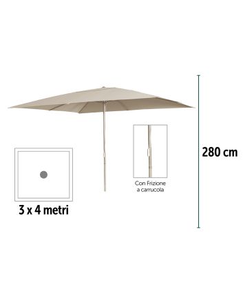 OMBRELLONE PALO CENTRALE 3X4 ACC.FULL SABBIA