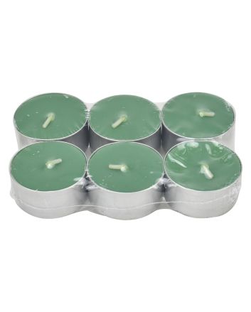 SET 6 TEALIGHT DIA.3.75X1.83CM VERDE LACCATO