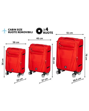 SET 3 TROLLEY EMIRATES 56/66/76 ROSSO COVERI